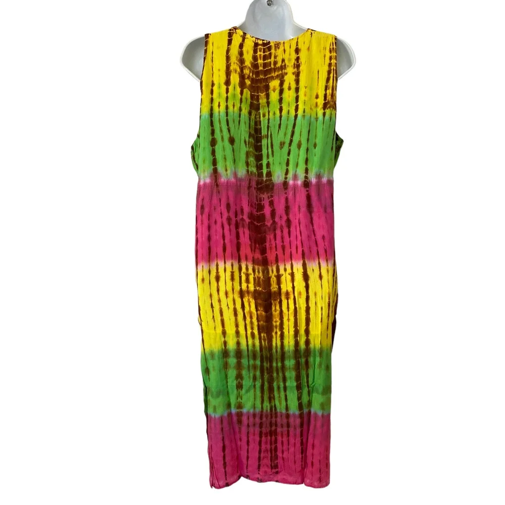 NWT Women’s Hawaii Aloha State Tie Dye String Dress Sundress Coverup One Size - Picture 2 of 7